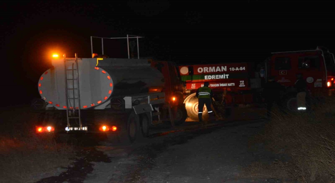 Cunda Adasında korkutan makilik yangını