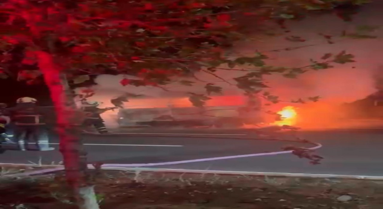 Diyarbakırda park halindeki minibüs alevlere teslim oldu