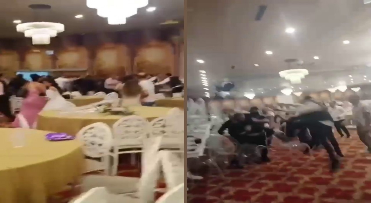 Düğünde uçan tekmeli kavga kamerada