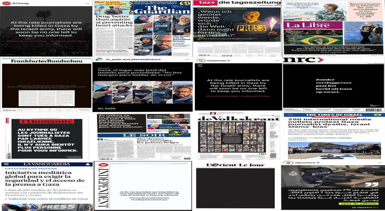 Dünya genelinde 250den fazla medya kuruluşundan İsraile tepki: Gazetelerin ilk sayfaları karartıldı