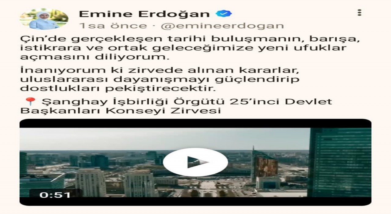 Emine Erdoğandan Çinde katıldıkları programlara ilişkin video paylaşımı: