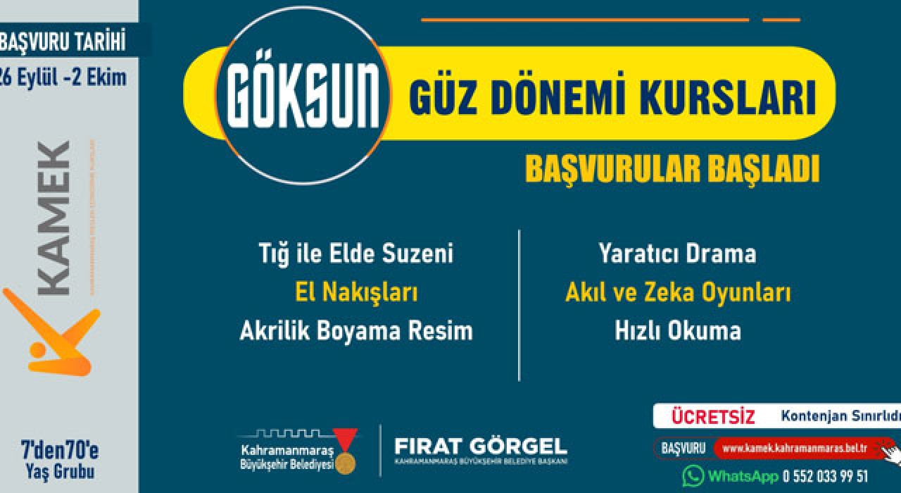 Göksun’da Her Yaşa Yönelik KAMEK Kursları Başlıyor