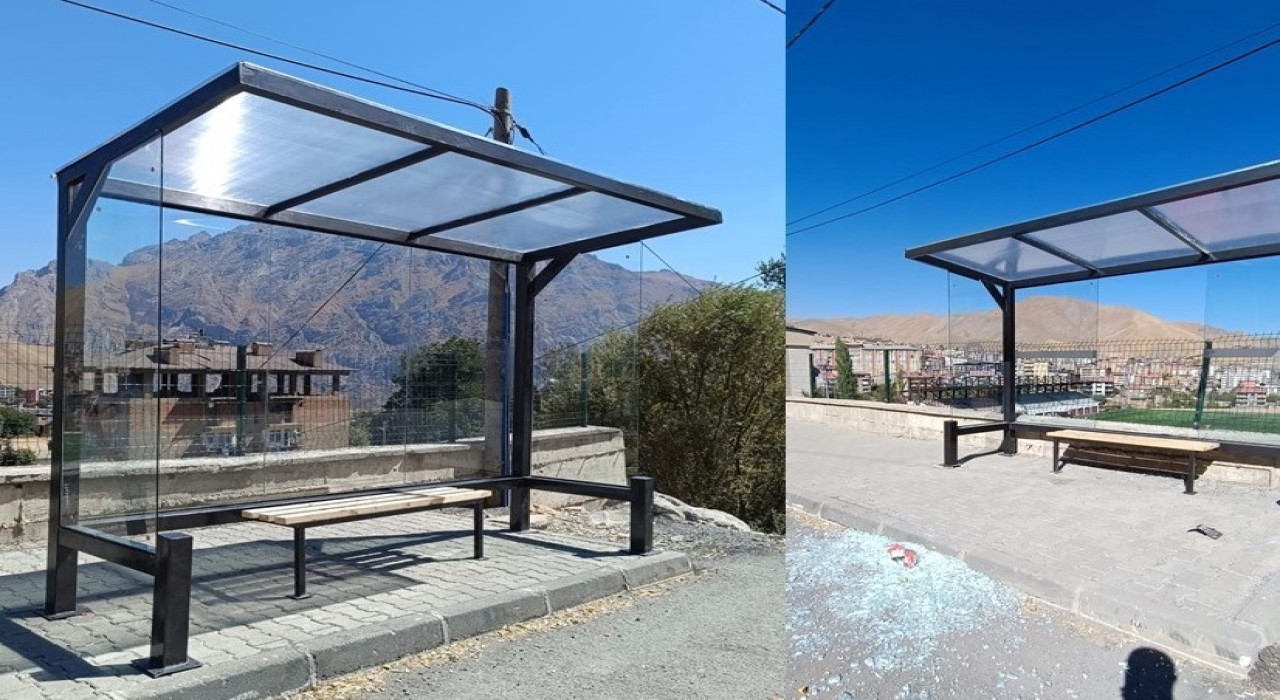 Hakkaride yeni otobüs durakları tahrip edildi