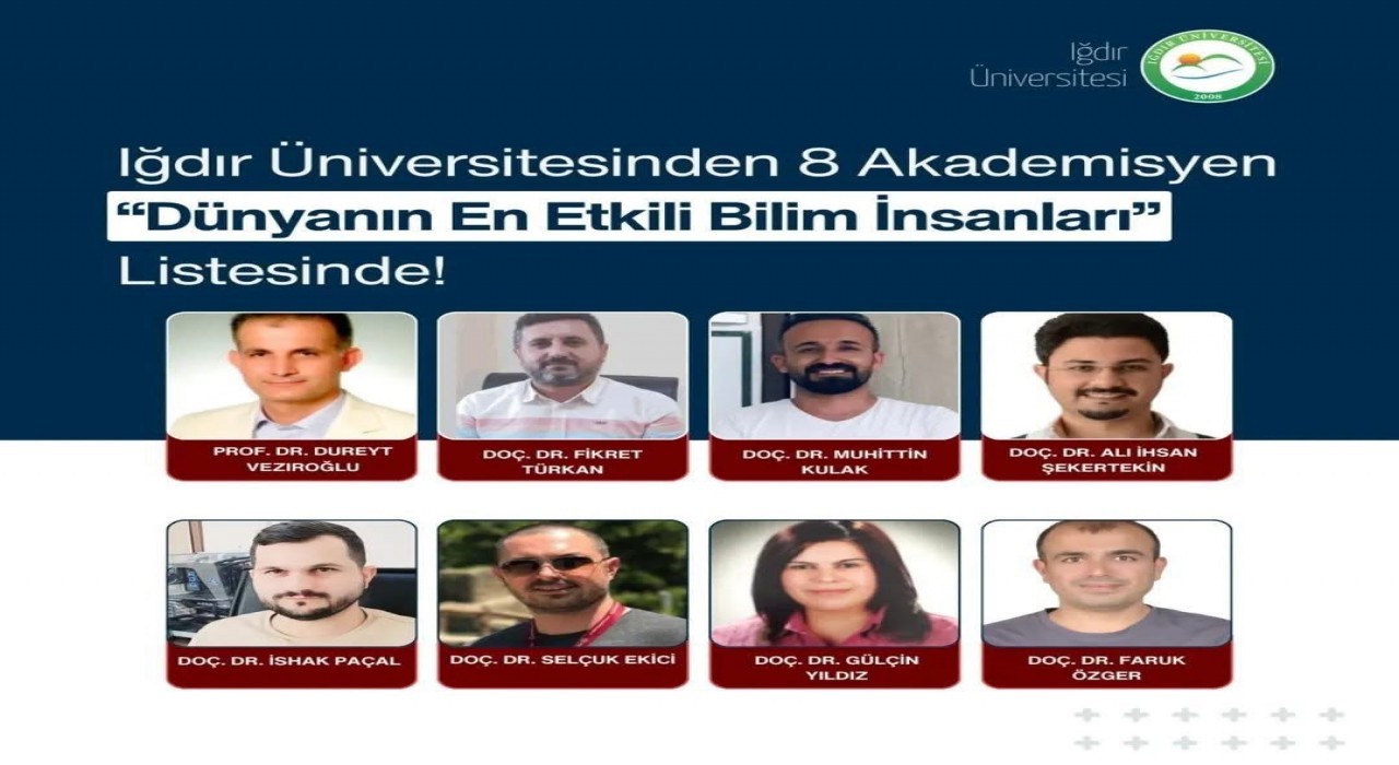 Iğdır Üniversitesinden 8 Akademisyen Dünyanın En Etkili Bilim İnsanları Listesinde yer aldı