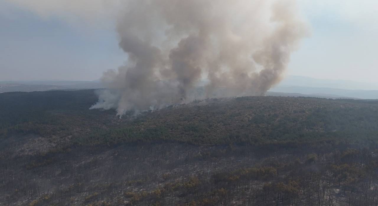 Karabükteki orman yangını tek noktada etkisini sürdürüyor