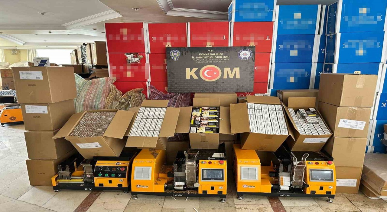 Konyada kaçak sigara üretilen eve baskın: 220 bin makaron ele geçirildi