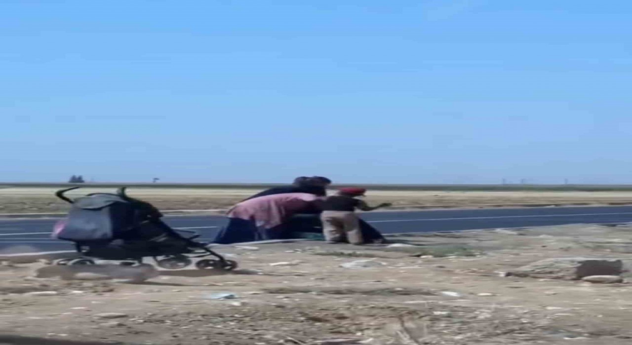 Mardinde dilenci kadınlar yol ortasında kavga etti