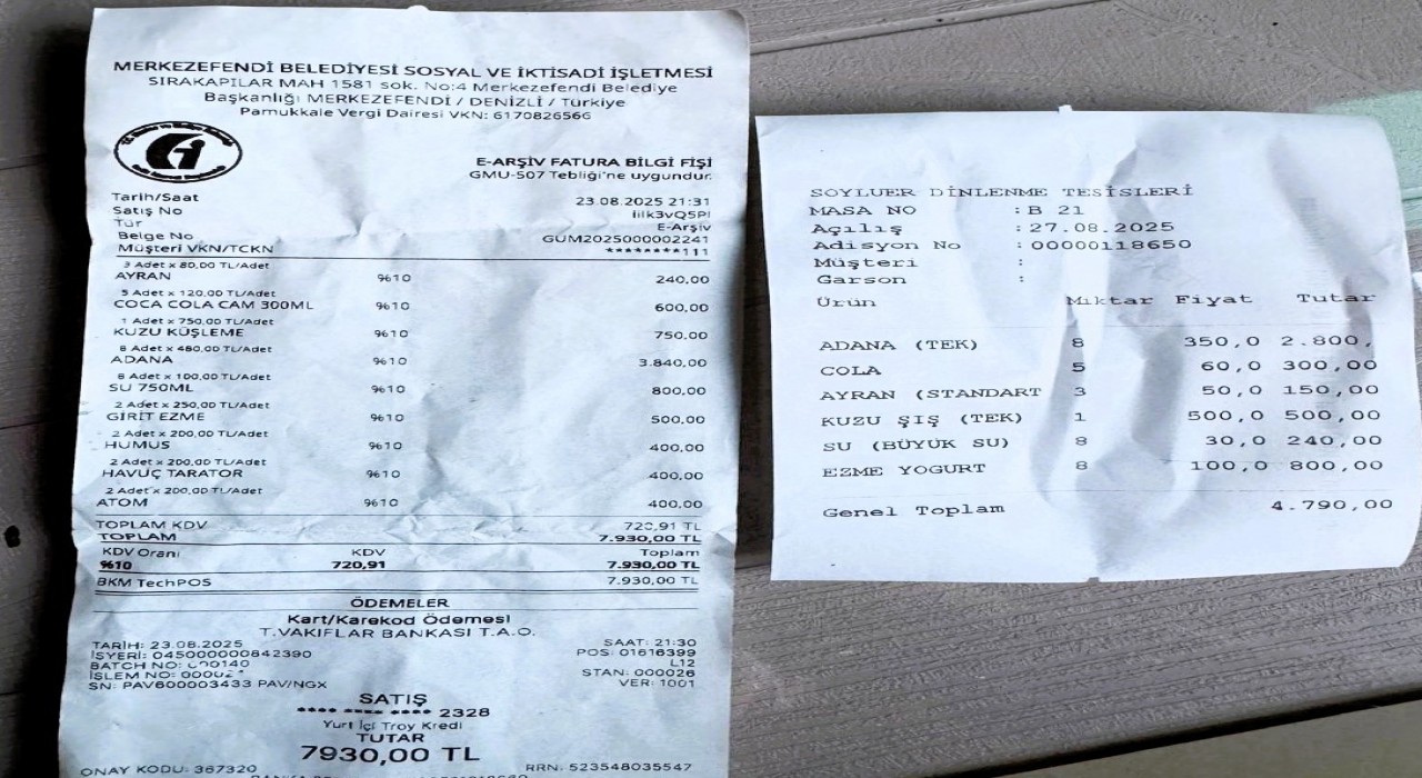 Merkezefendi Belediyesinden yemeği boğazda bırakan hesap
