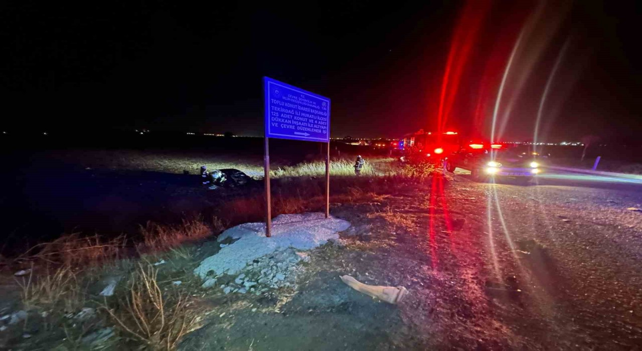 Muratlıda korkutan kaza: Bir araç alev aldı