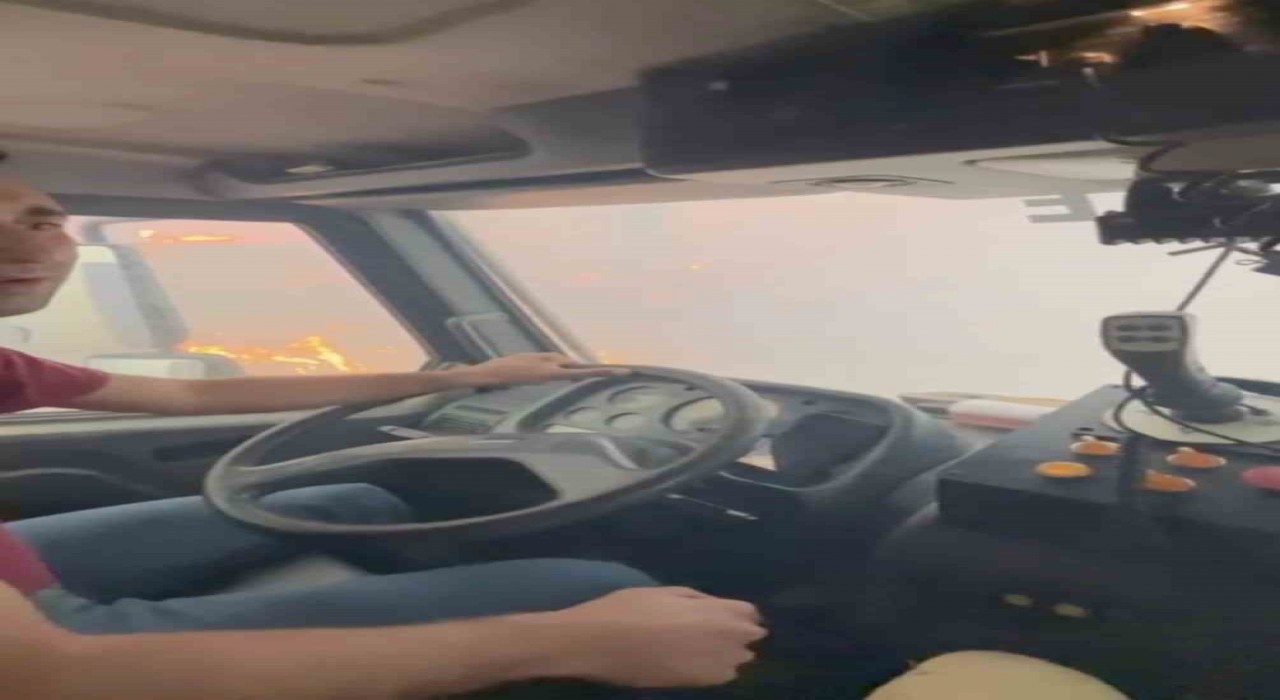 Orman yangınında mahsur kalan orman işçileri o anları görüntüledi