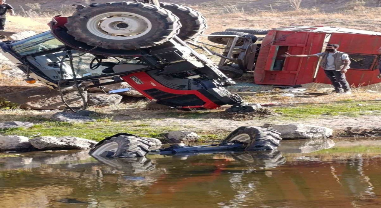 Patnosta traktör dereye yuvarlandı