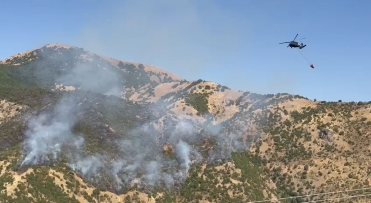 Şemdinlideki orman yangınına hava destekli müdahale