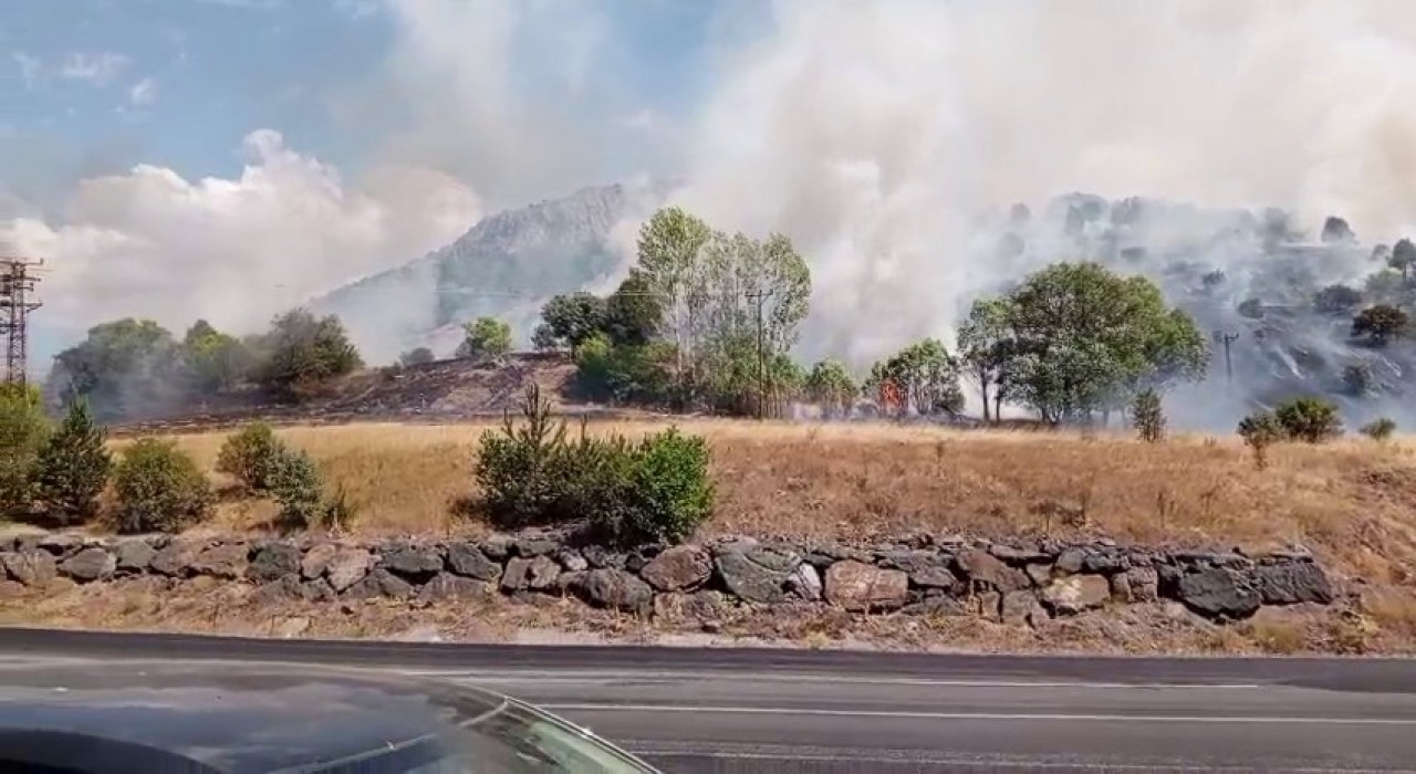 Sivasta makilik alandaki yangına müdahale ediliyor