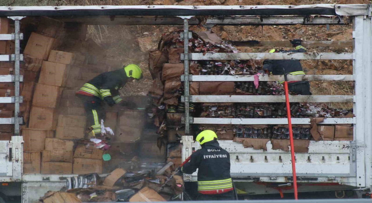 TEM Otoyolunda kamyon dorsesinde yangın çıktı