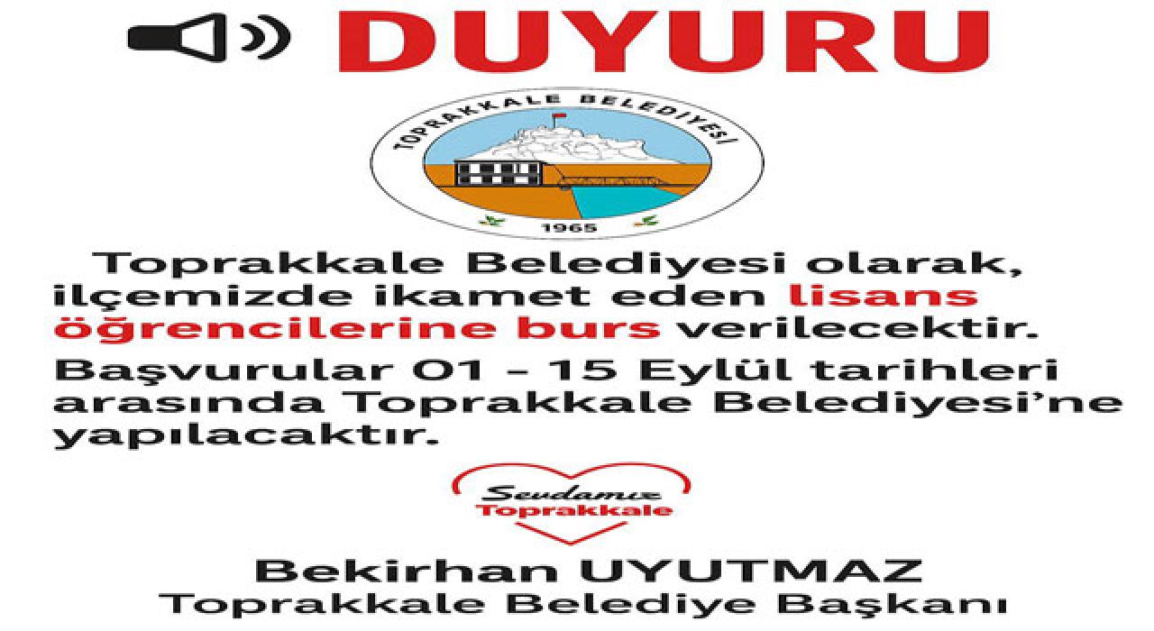 Toprakkale Belediyesi’nden Lisans Öğrencilerine Burs Desteği
