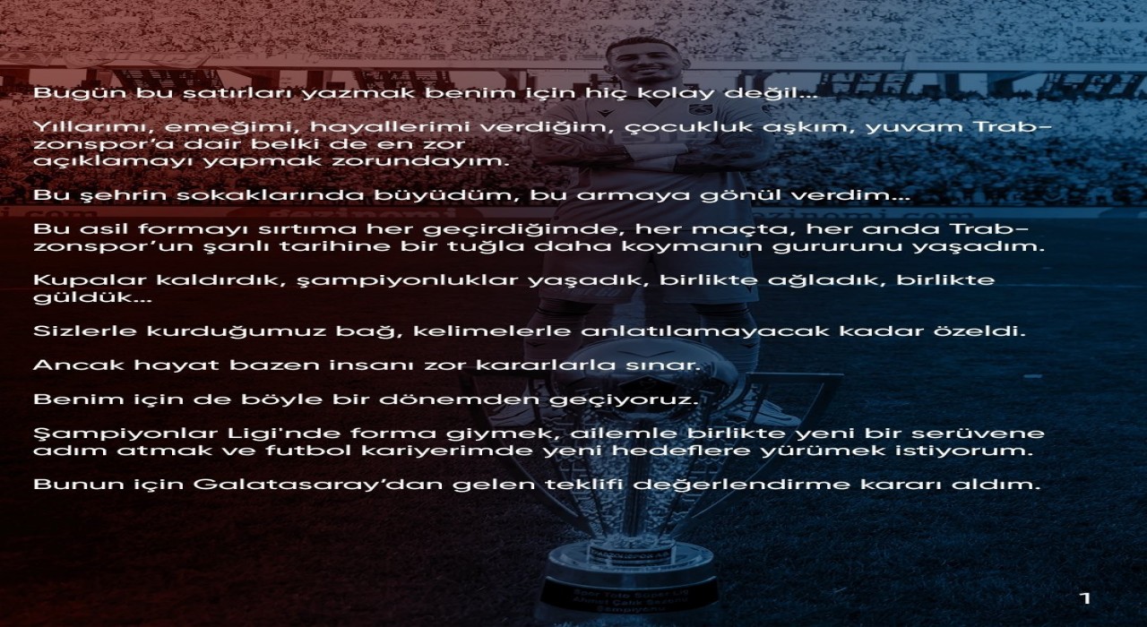 Uğurcan Çakır, Trabzonspora veda etti