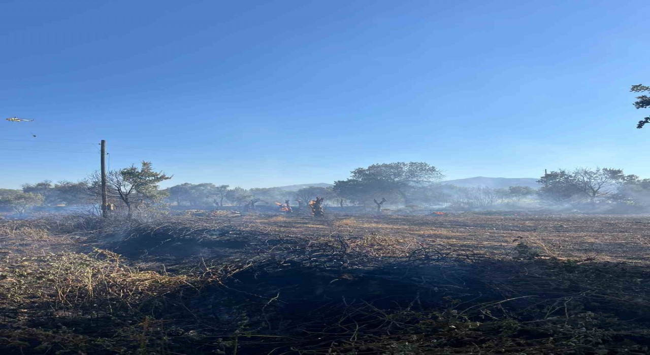 Yatağanda tarlada çıkan yangın ekipler tarafından söndürüldü
