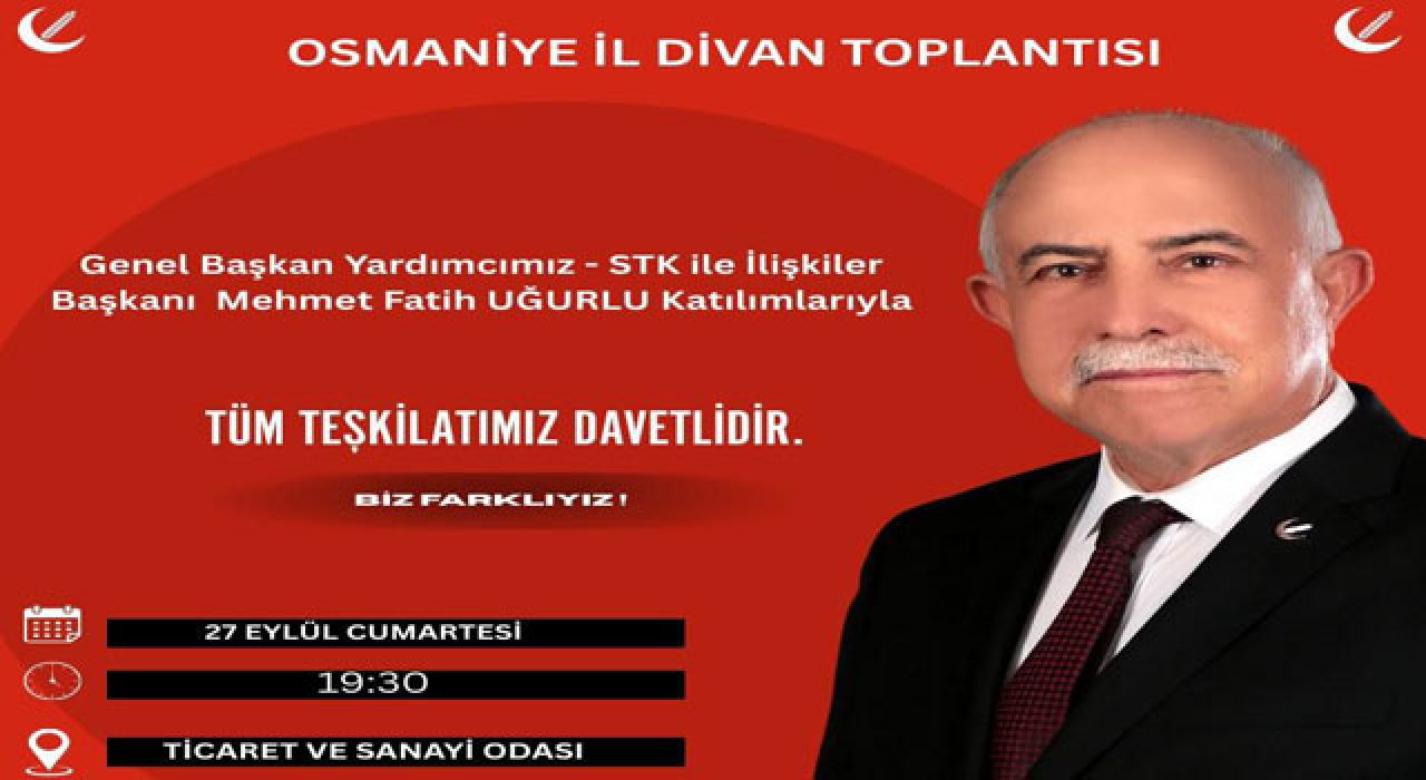 Yeniden Refah Partisi Osmaniye’de İl Divan Toplantısı Düzenleyecek