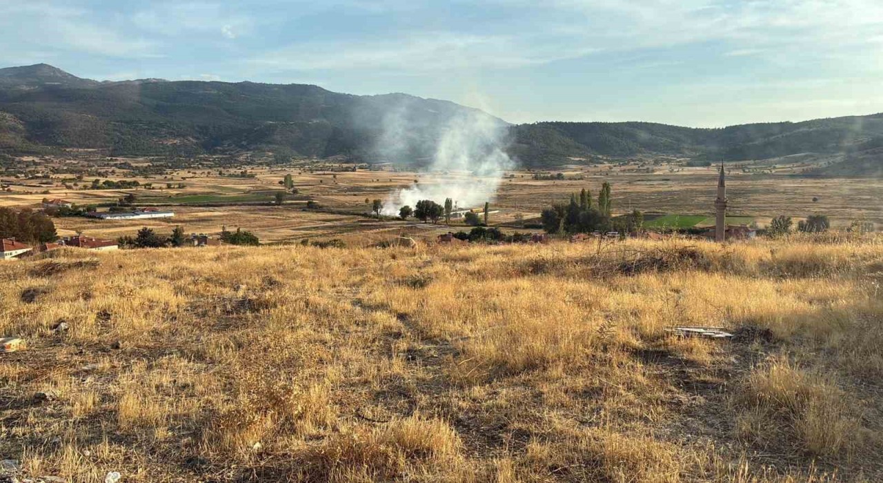 Yeşilovada arazi yangını