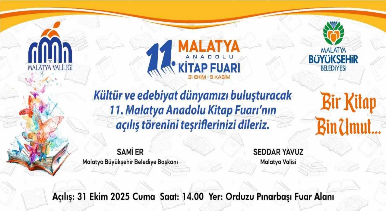 11. Malatya Anadolu Kitap ve Kültür Fuarı açılıyor