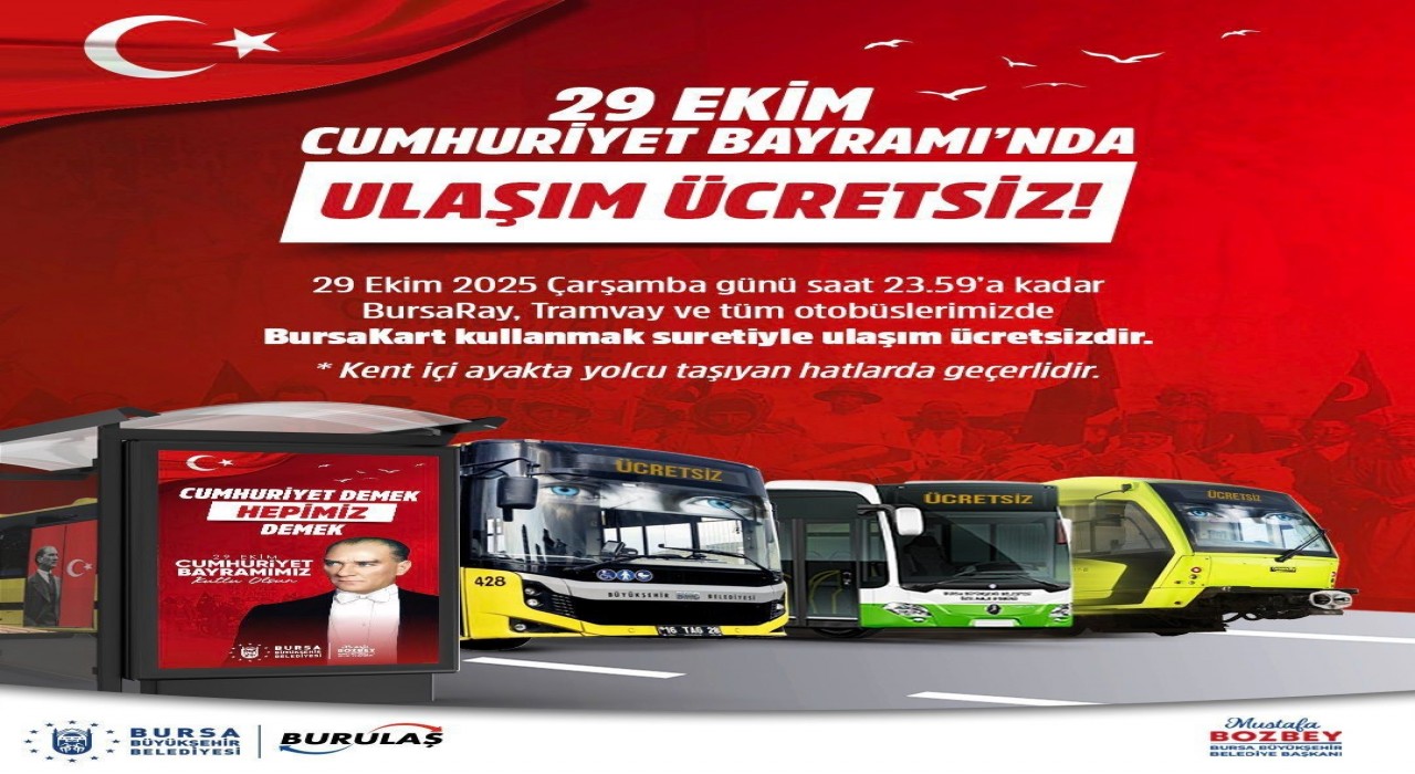 29 Ekim Cumhuriyet Bayramında ulaşım ücretsiz