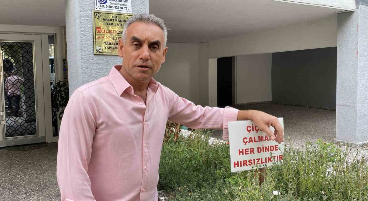 Bahçesinden sürekli çiçek çalınan apartmanın yöneticisinden ilginç uyarı