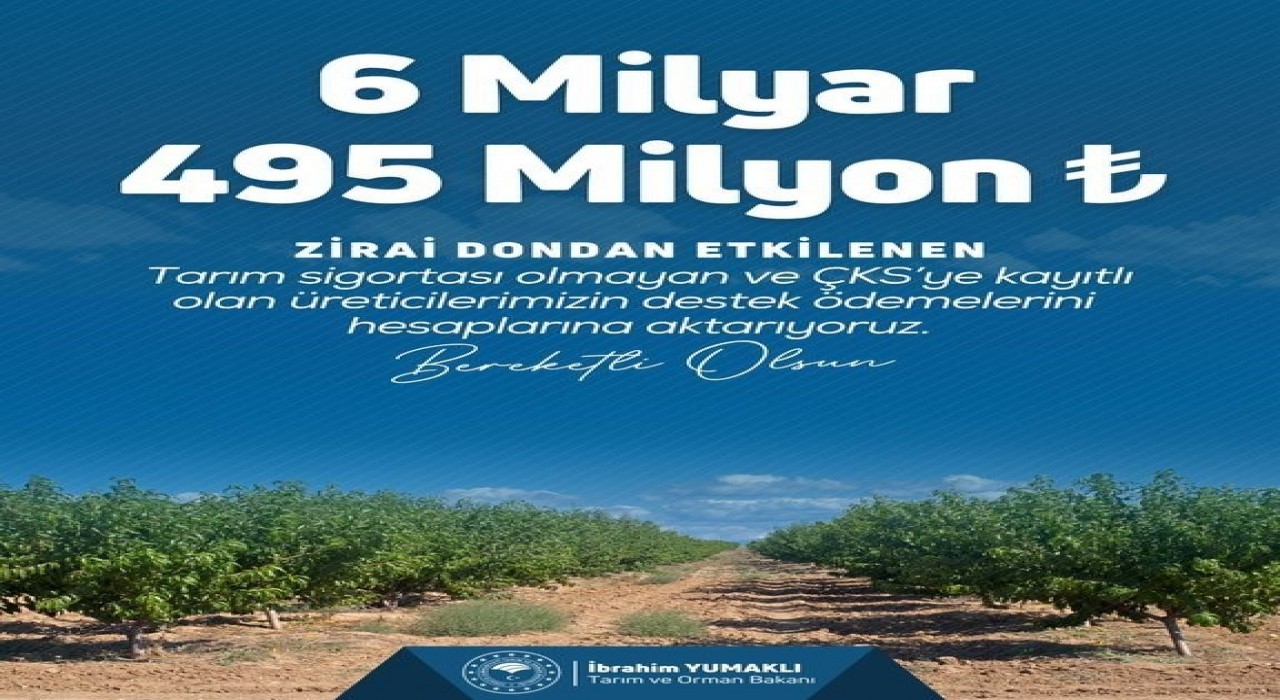 Bakan Yumaklı: Üreticilerimize toplamda 20 milyar 423 milyon lira zirai don destek ödemesi gerçekleştirdik