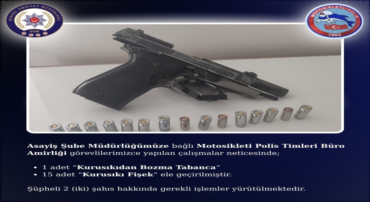 Bingölde tabanca ele geçirildi