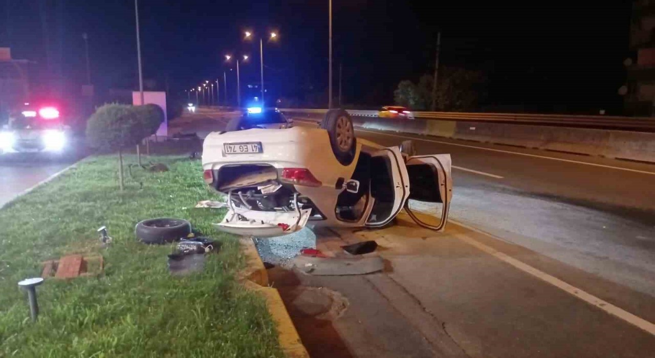 D-130 kara yolunda otomobil takla attı: 3 yaralı
