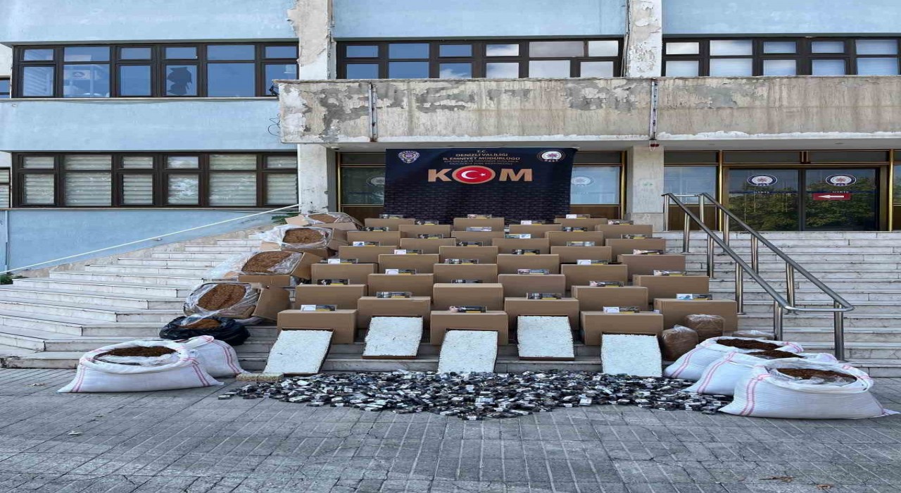 Denizlide eş zamanlı operasyonlarda binlerce kaçak sigara yakalandı