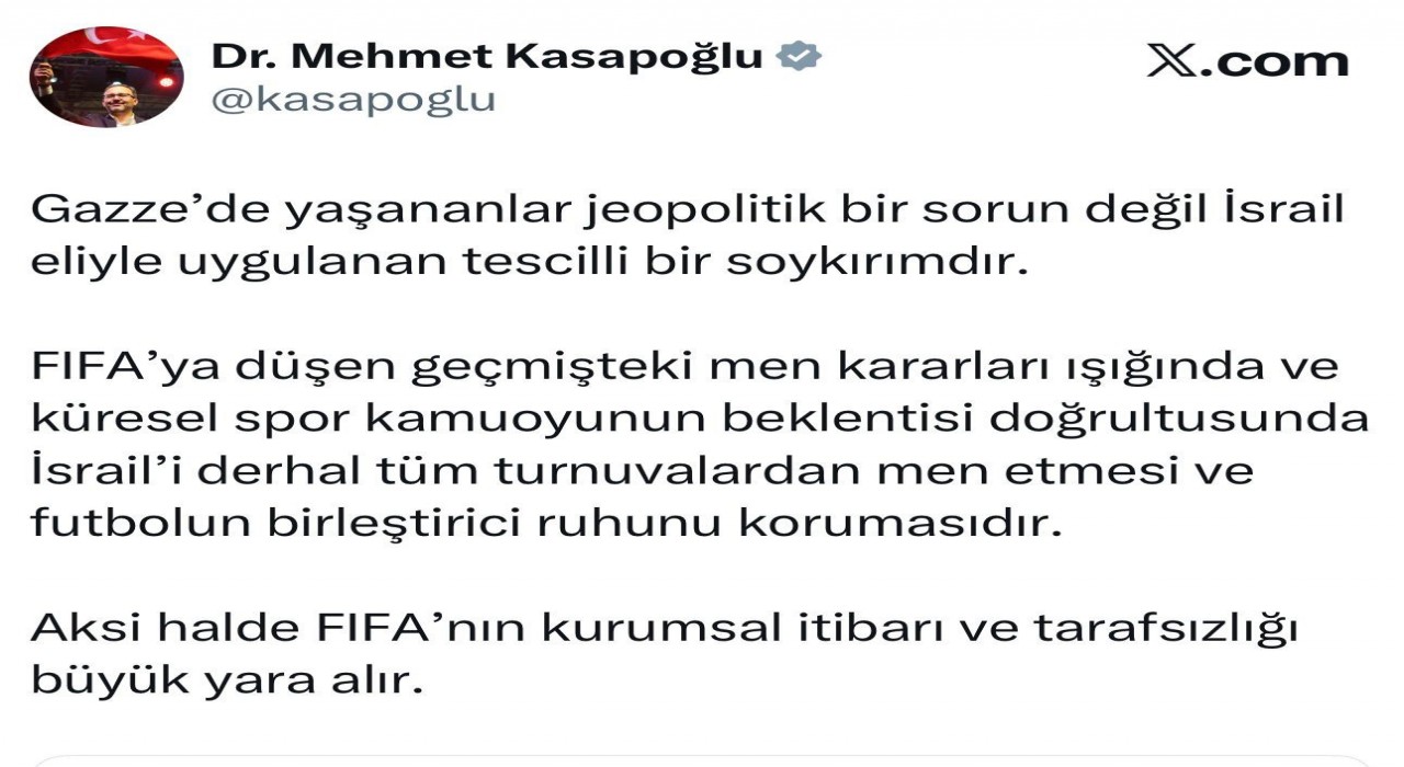 Dr. Mehmet Kasapoğlundan FIFAya tepki