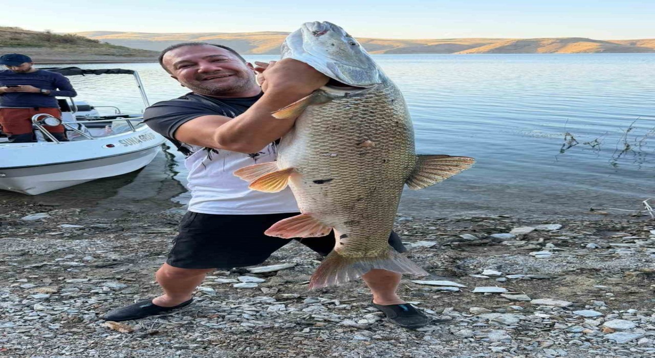 Elazığda balıkçı 70  kiloluk turna yakaladı