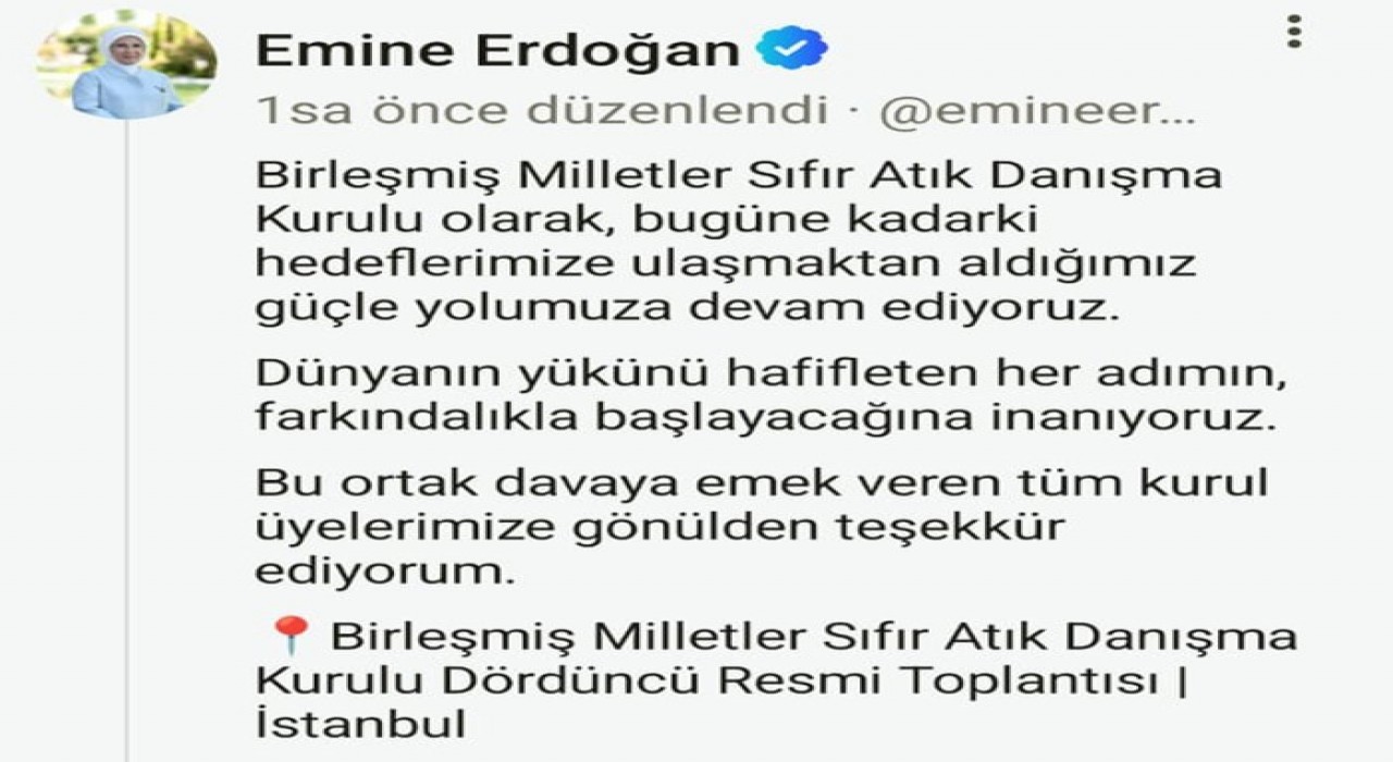 Emine Erdoğan: Hedeflerimize ulaşmaktan aldığımız güçle yolumuza devam ediyoruz