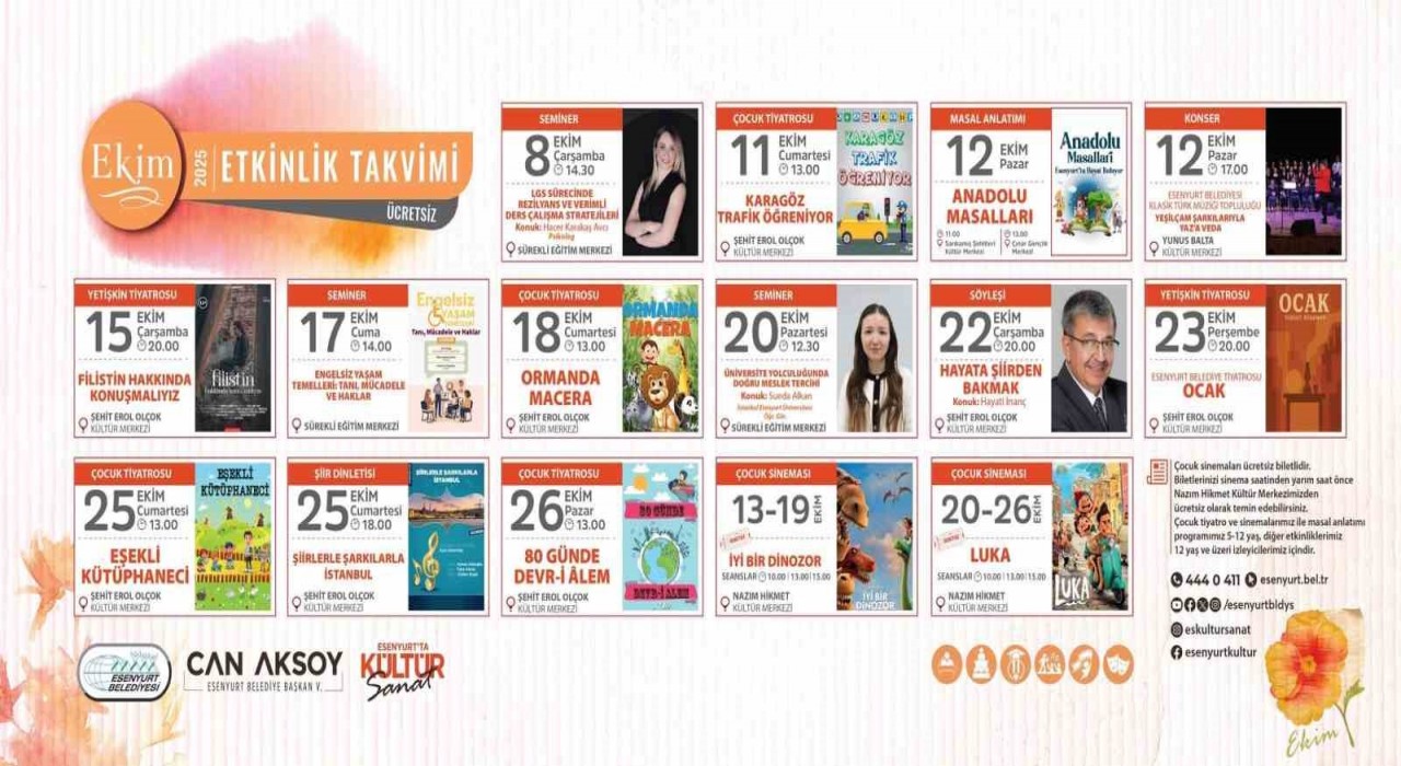 Esenyurt Belediyesinden ekim ayına özel dolu dolu kültür ve sanat takvimi
