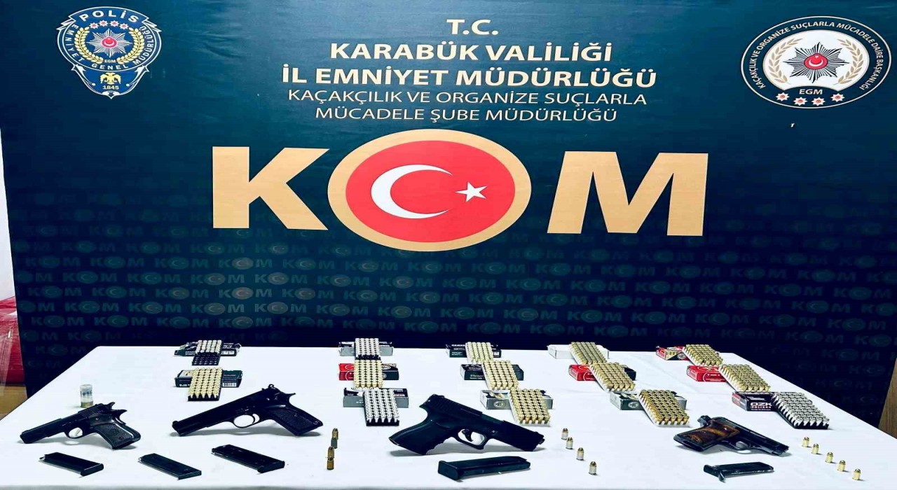 Karabükte silah operasyonu: 4 tabanca ve yüzlerce fişek ele geçirildi