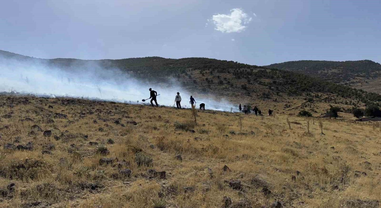 Karapınarda ot yangını ormana sıçramadan söndürüldü
