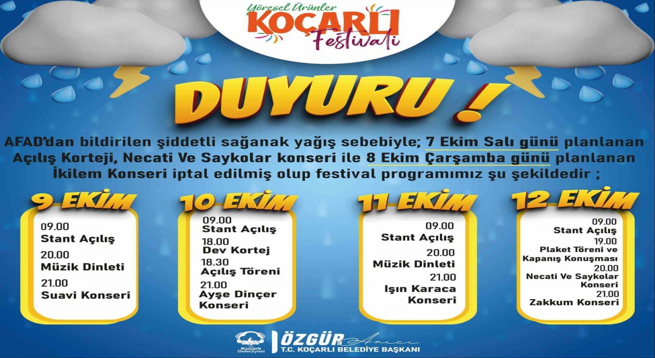Koçarlıda festival tarihi ertelendi