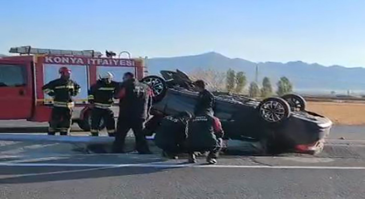 Konyada otomobil takla attı: 3 yaralı