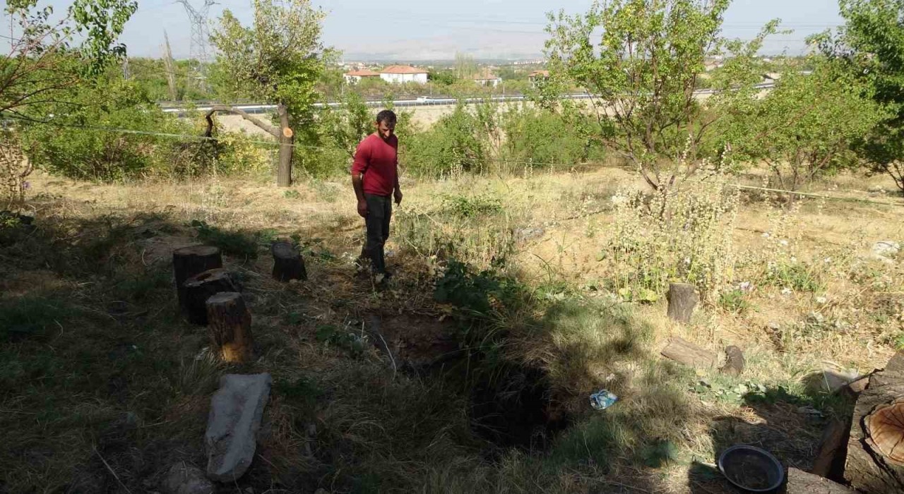 Malatyada kayısı bahçesinde obruk oluştu