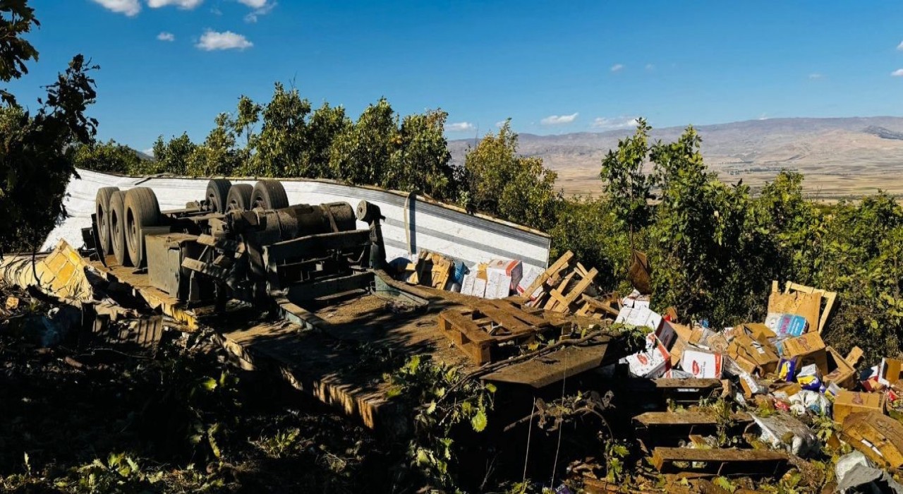 Muşta freni boşalan tır kaza yaptı: 1 yaralı