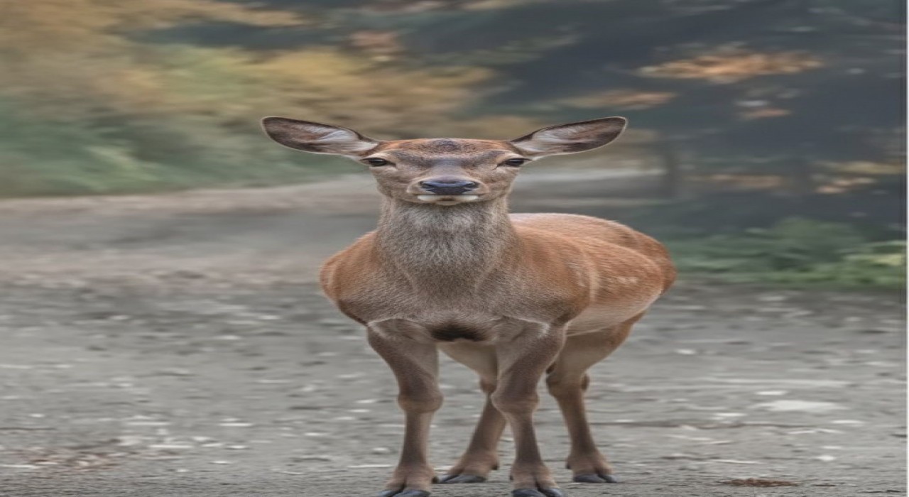 Orman sofrasında Kızıl Geyik öğle yemeğinde