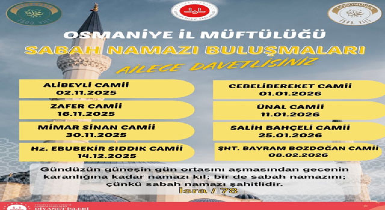 Osmaniye’de “Sabah Namazı Buluşmaları” Başlıyor