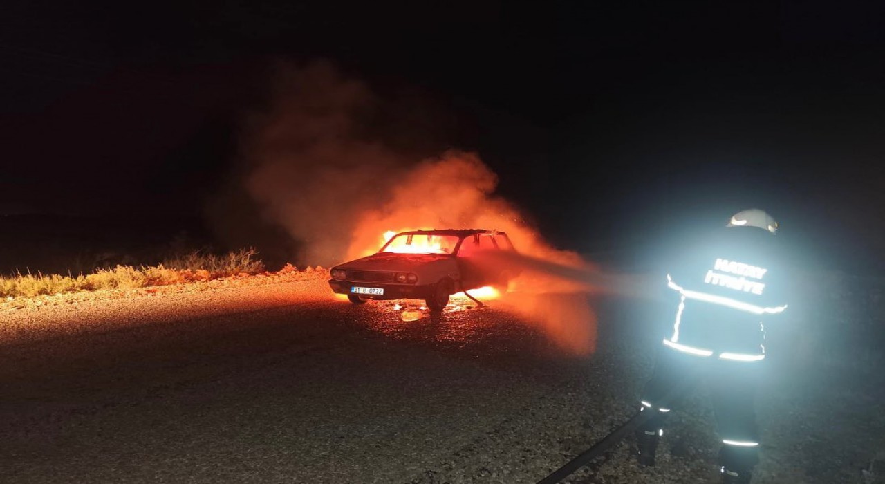 Otomobil alevlere teslim oldu