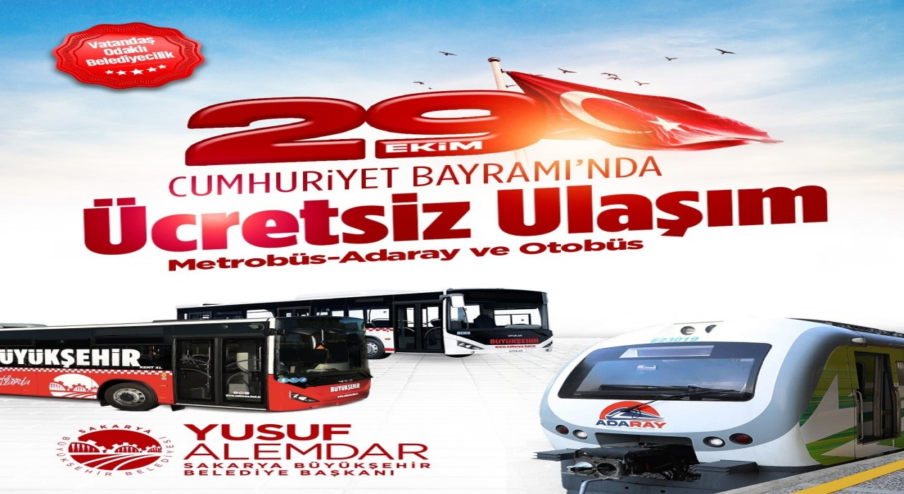 Sakaryada 29 Ekim Cumhuriyet Bayramında ulaşım ücretsiz