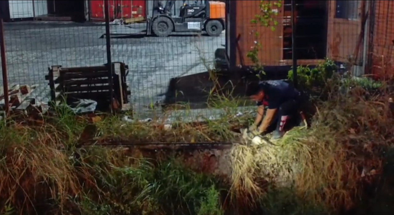 Su kanalına düşen kedi itfaiye ekiplerince kurtarıldı