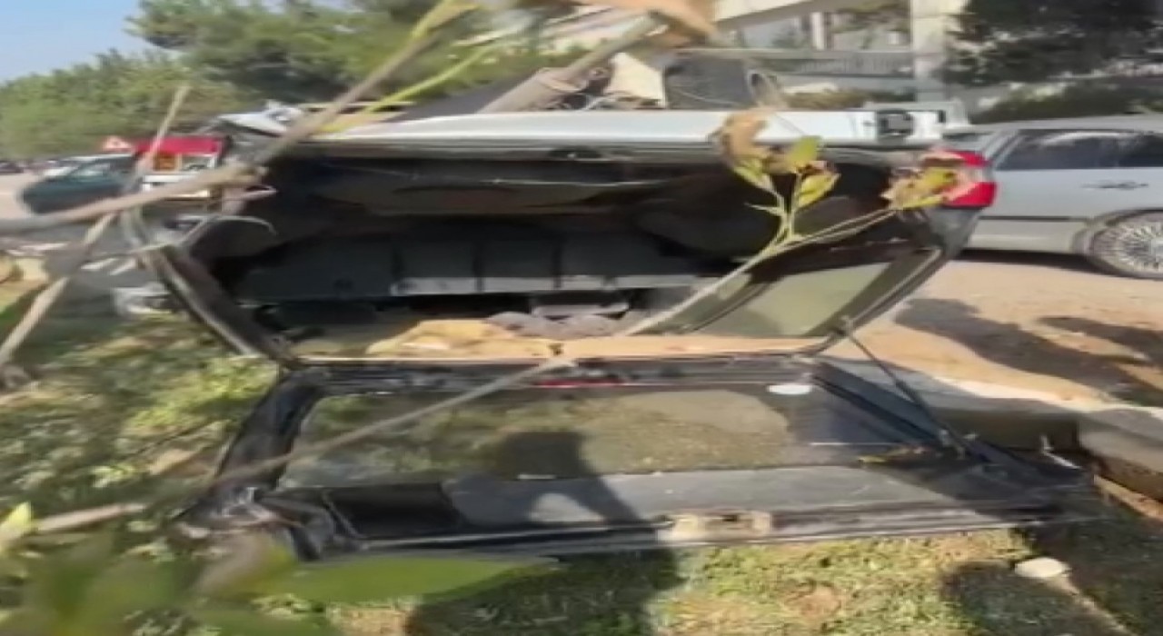 Takla atan otomobil ters durdu