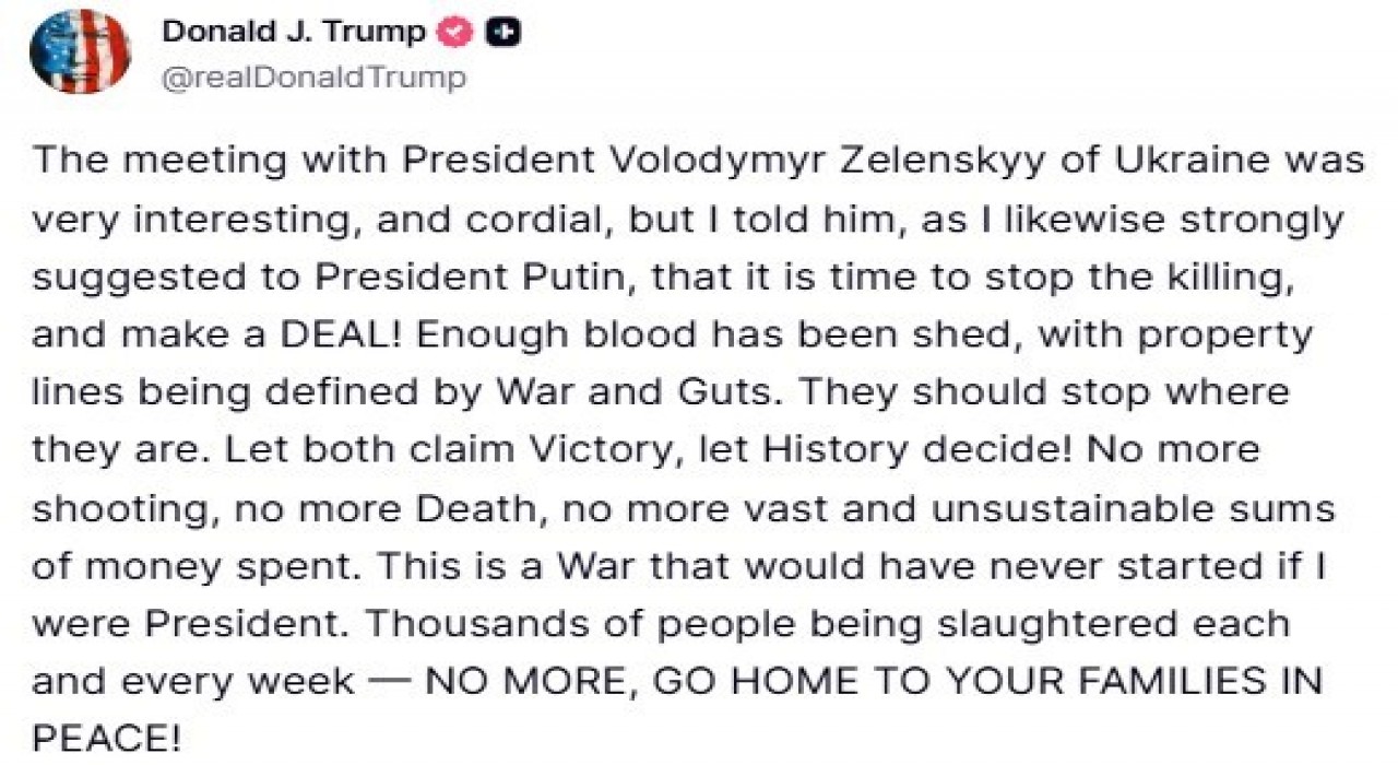 Trumptan Zelenskiy görüşmesi hakkında açıklama: Ona bir anlaşma yapma zamanının geldiğini söyledim