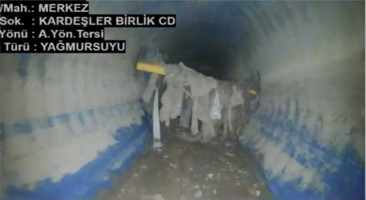 Yağmur suyu hattının içinden geçirilen doğalgaz hattı, robot kamera ile tespit edildi