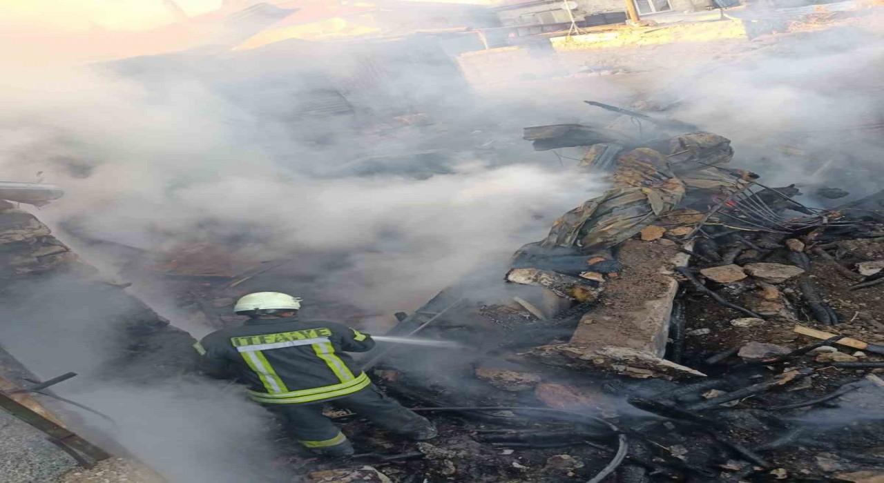 Ahırda başlayan yangın iki eve sıçradı