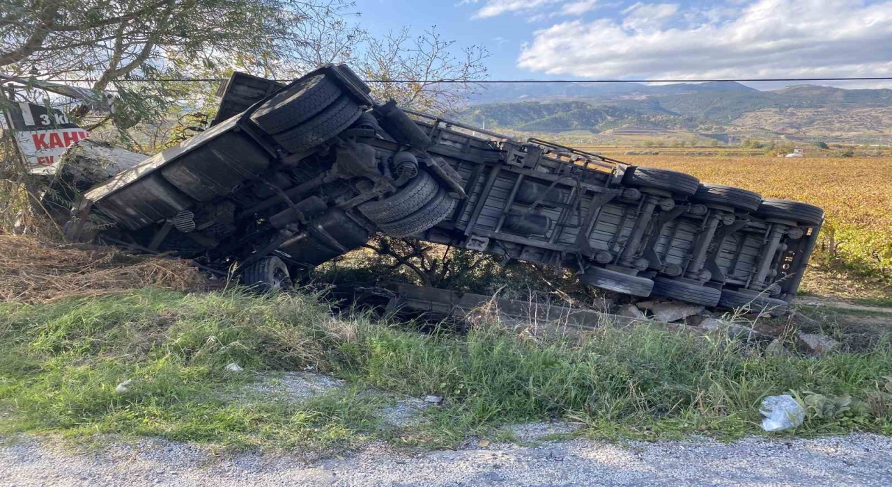 Alaşehirde süt tankeri üzüm bağına uçtu